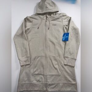 Columbia Burr Trail Long Zip Hoodie M NWT Beige Fleece Tunic Cabincore Outdoor